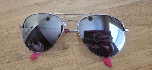 Betsey Johnson Aviator Silver Frame Mirrored Sunglasses Pink