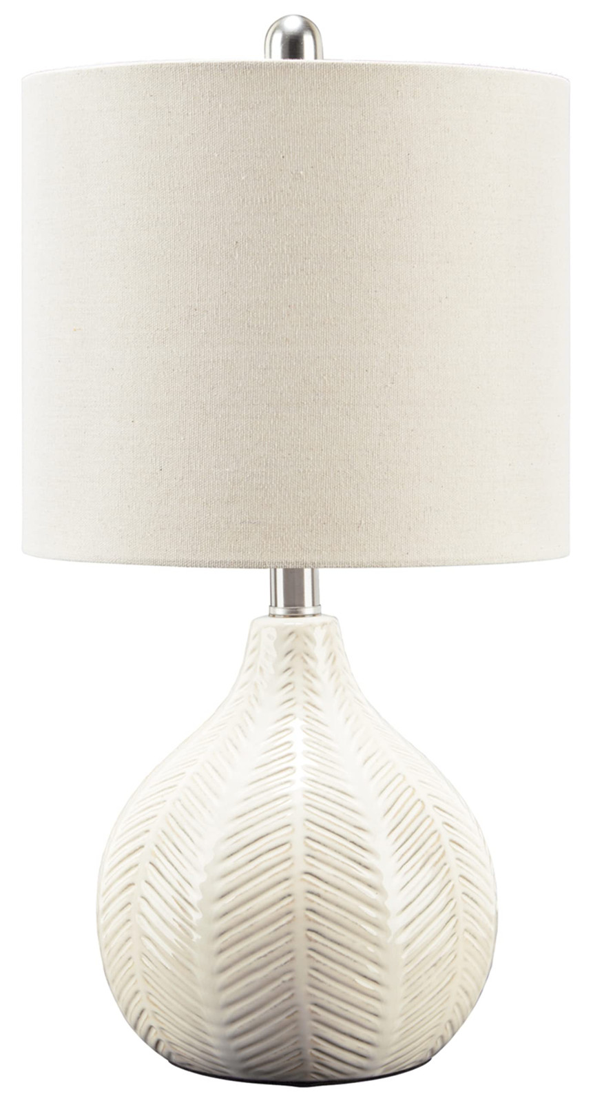 Rainermen 20-Inch Modern Herringbone Ceramic Table Lamp in Off White