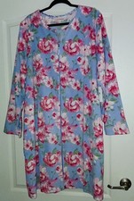 STAN HERMAN 2X - 3X Robe Blue Pink Floral Knee Length Pockets Full Zip NEW