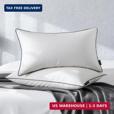Feather Down Pillow Queen Size Set of 2, 100 Cotton Luxury Hotel Collection Bed