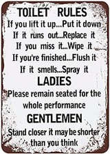Toilet Rules Funny Bathroom for Bar Cafe Tin Metal Signs Home D cor 8x12