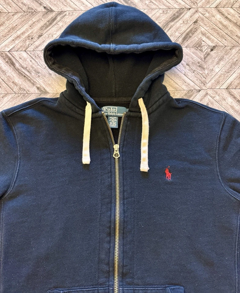 Moletom com capuz Polo Ralph Lauren masculino grande preto zíper completo caminhada preppy logotipo ao ar livre - Imagem 4 de 4