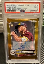 2025 Topps Chrome WWE /WWF John Cena - Gold Refractor Auto /50 PSA 9