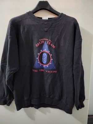 Genentech Sweatshirt Mens L BLK GP120 Team Veni Vidi Vaccini HIV Biotech VTG USA