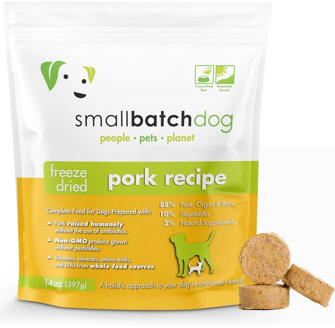 smallbatch Pets Freeze Dried Raw Dog Food, Pork Recipe, 14 Ounce (Pack of 1) 