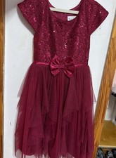 Jona Michelle Girls Red Glitter Layered Holiday Party Midi Dress size 7