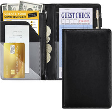 Black Server Books For Waitress/Waiter Book with Zipper Money PocketCute Wai...
