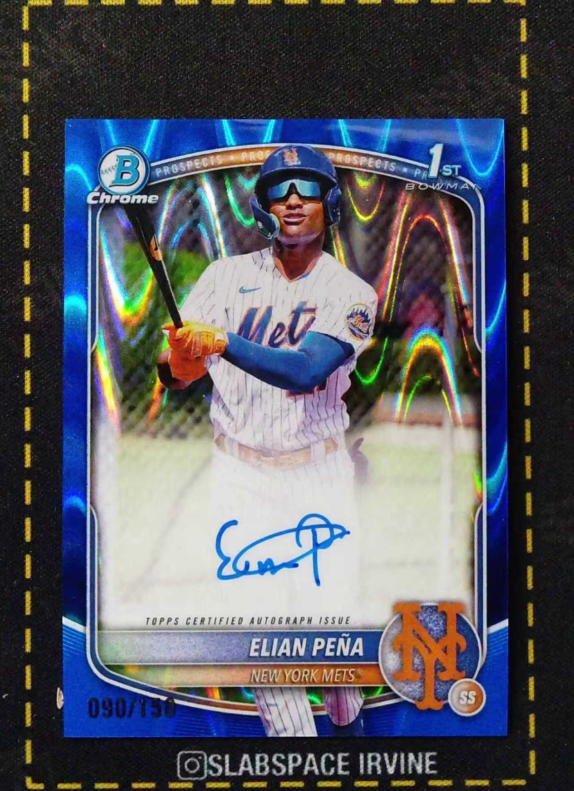 2025 Bowman Chrome Elian Pena 1st Prospect Autograph Blue Raywave /150 (KK