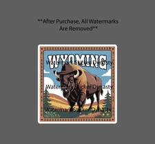 Wyoming Sticker Waterproof Decal Buffalo Bison Cowboy Hat Outdoor Gift NEW