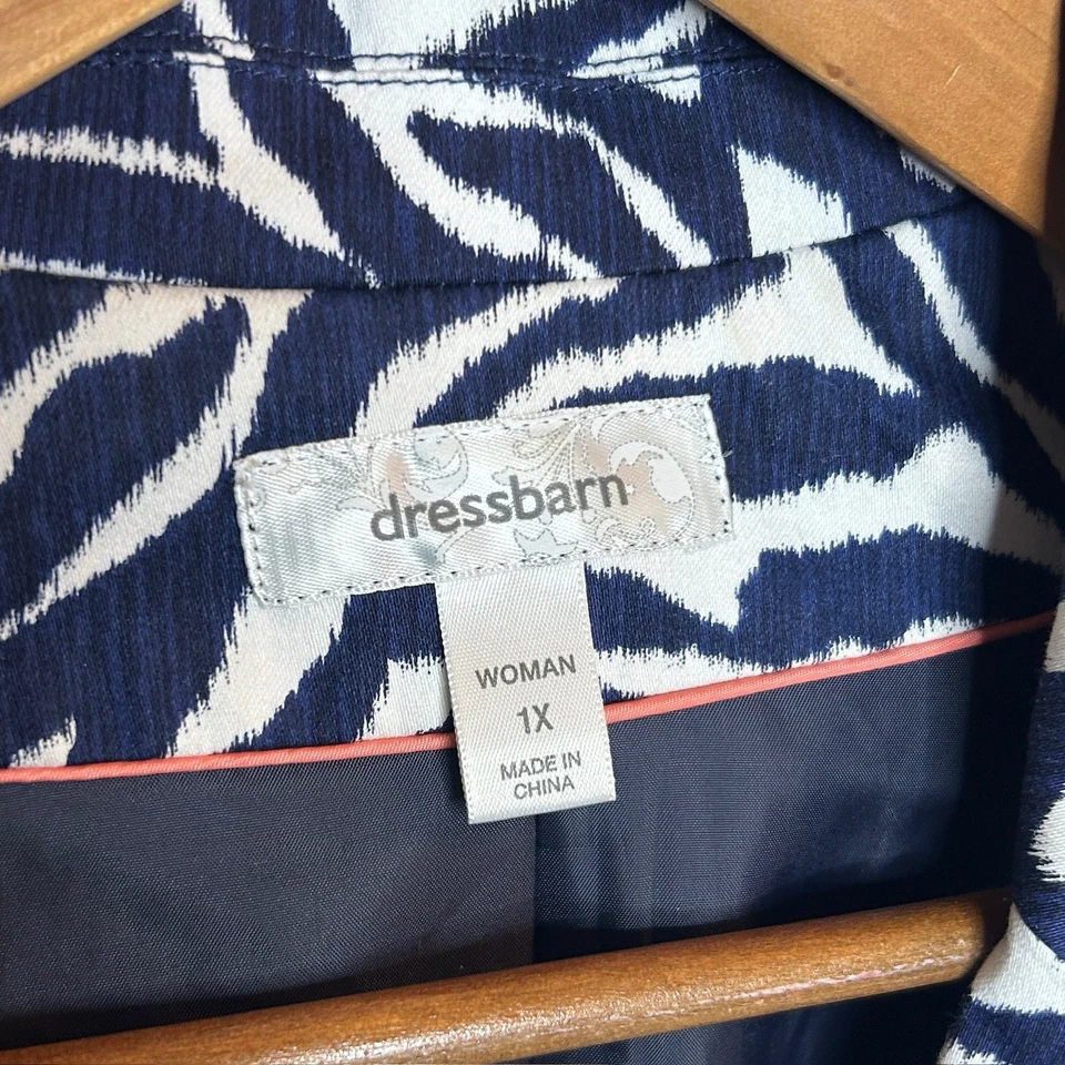 Vestido feminino celeiro forrado azul animal estampa de zebra blazer jaqueta tamanho 1X roupa de trabalho - Imagem 2 de 4