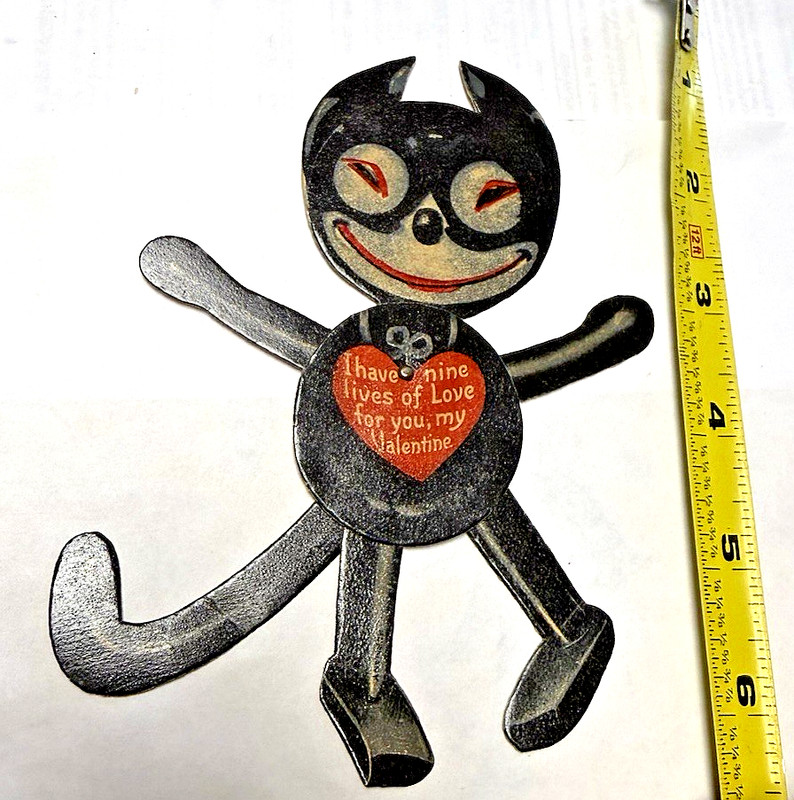 Vintage Antique Old Felix The Cat Articulated Mechanical German Valentine Card