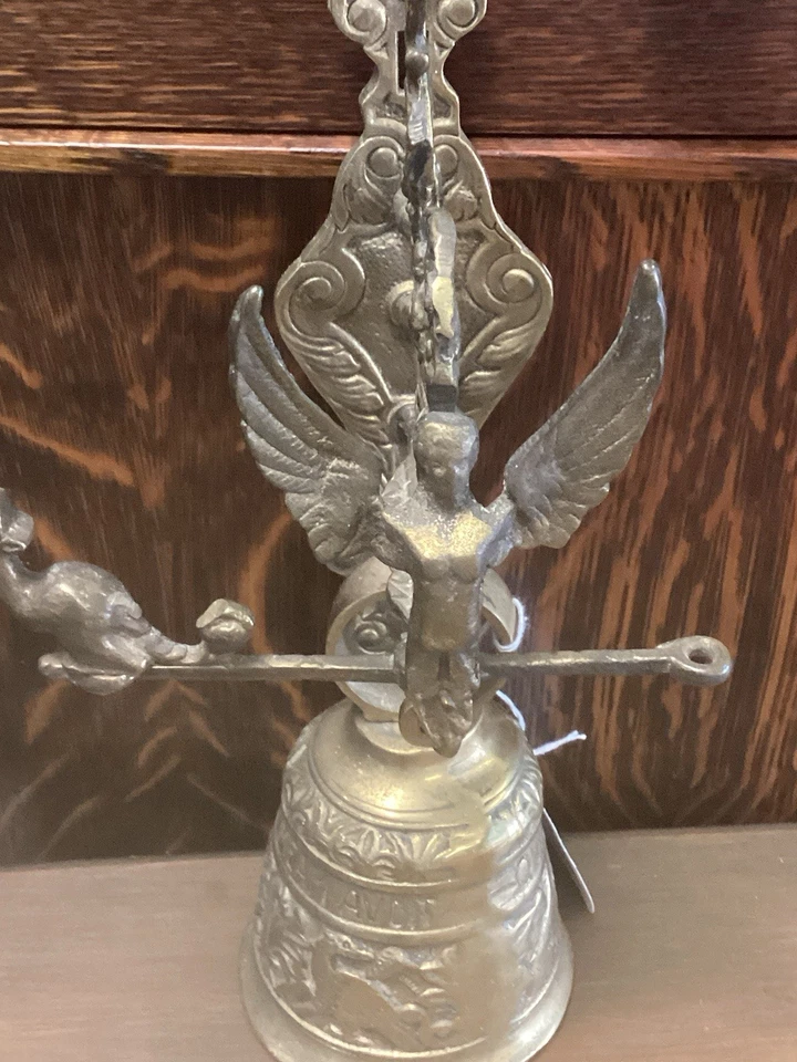 Antique Brass Monastery Bell w/ Angel &  Inscription - Image 4 of 4