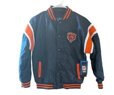 NEW Chicago Bears Youth NFL Ultra Game Satin Bomber Jacket Blk - Size L 14/16