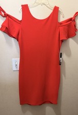 As U Wish Red Ruffle Cold Shoulder Mini Bodycon Dress Scoop Neck Short Sleeve 4