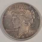 1924 Peace Dollar $1 Silver Coin Circulated 0.9 Fineness Uncertified
