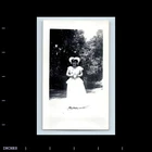 Old Vintage Photo WOMAN IN DRESS STANDING OUTSIDE