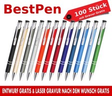 100 ST&Uuml;CK METALL KUGELSCHREIBER mit Gravur / mit Werbung. Stifte mit gravur