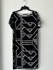 Lauren Ralph Lauren Dress Geometric Black Ivory Womens M Office Art To Wear