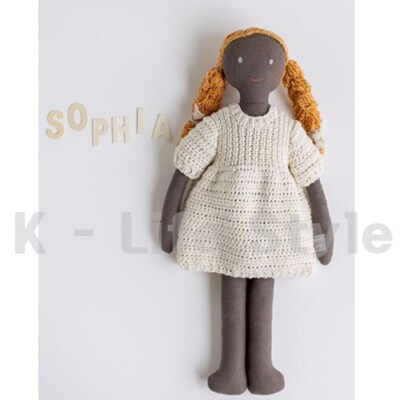 Handmade 17'' Sophia Girl Doll Knitted Dress Soft Plush Toy - Made in Korea