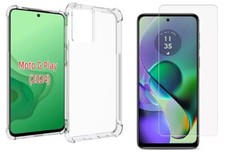 Clear Soft Shockproof Case Tempered Glass for Motorola Moto G Play 4G 2024