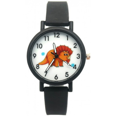Kinderuhr Dino schwarz Armbanduhren Jungen Kinder Silikonarmband