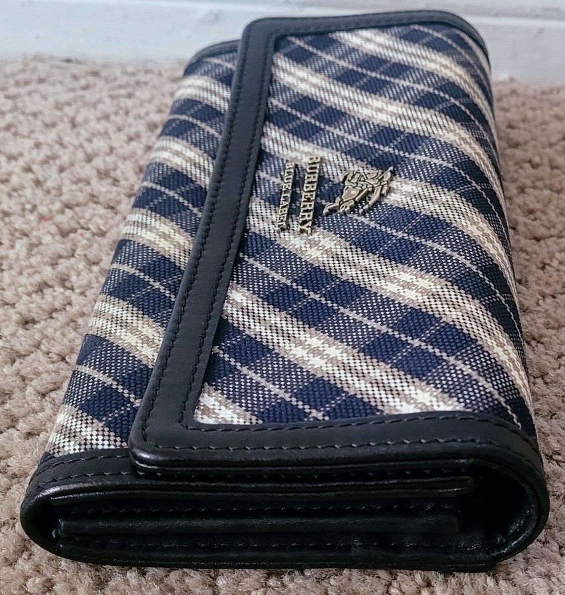 AUTH BURBERRY BLUE LABEL NOVA CHECK CANVAS & LEATHER LONG WALLET