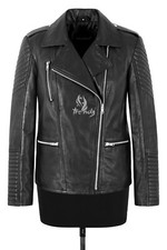 Ladies Quilted Biker Leather Jacket Black Classic Motorcycle Casual Style Bella