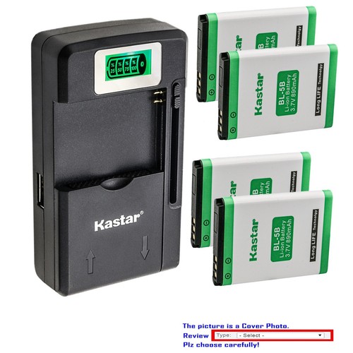 Kastar BL5B Battery Charger for Vivitar ViviCam 8225, Vivitar ViviCam