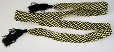 Vintage 1970s 1980s Women's Retro Wrap Yellow  Black belt with tassels MOD HIP