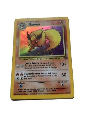 Cartão Pokemon raro holográfico da selva Flareon 3/64 ótima qualidade