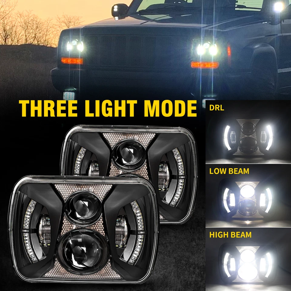 Par de faros LED 7x6 5x7" alto/bajo DRL giro para Mazda B2200 B2000 B2600 RX-7 Foto 2 de 4