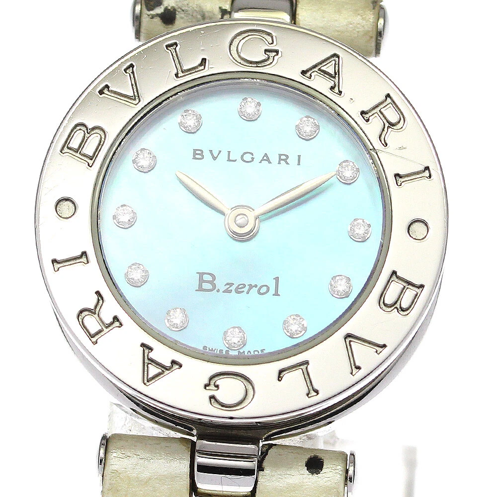 BVLGARI B-zero1 BZ22S 12P diamond Blue shell Dial Quartz Ladies