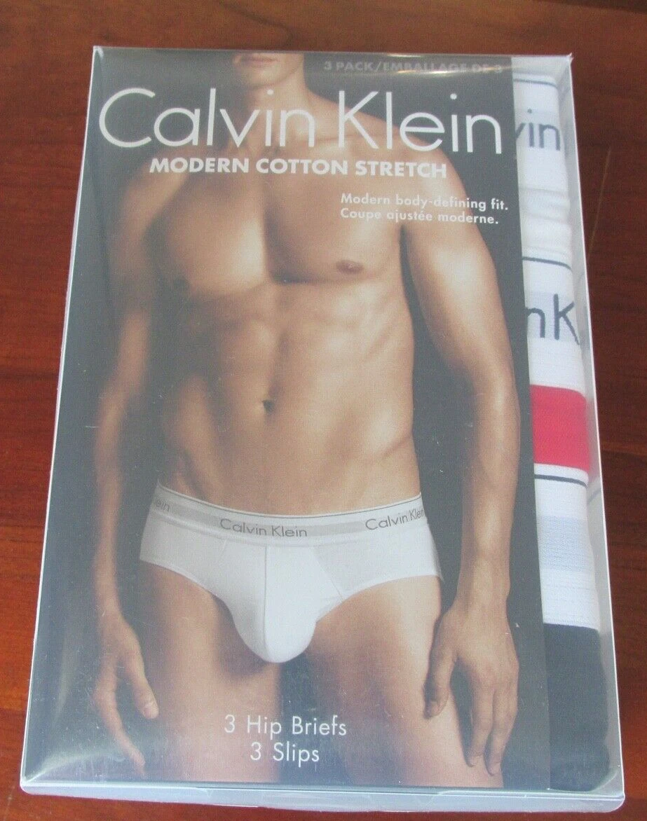 Calvin Klein Modern Cotton Stretch 3 Pack Hip Brief in White for Men