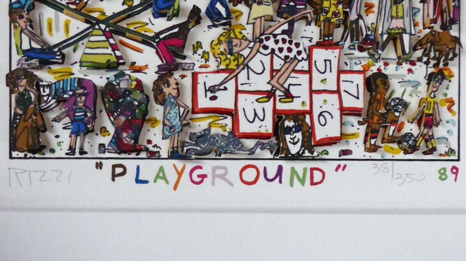 James Rizzi " Playground " 1989 Hand-Signed 3-D Serigraph Pop Art