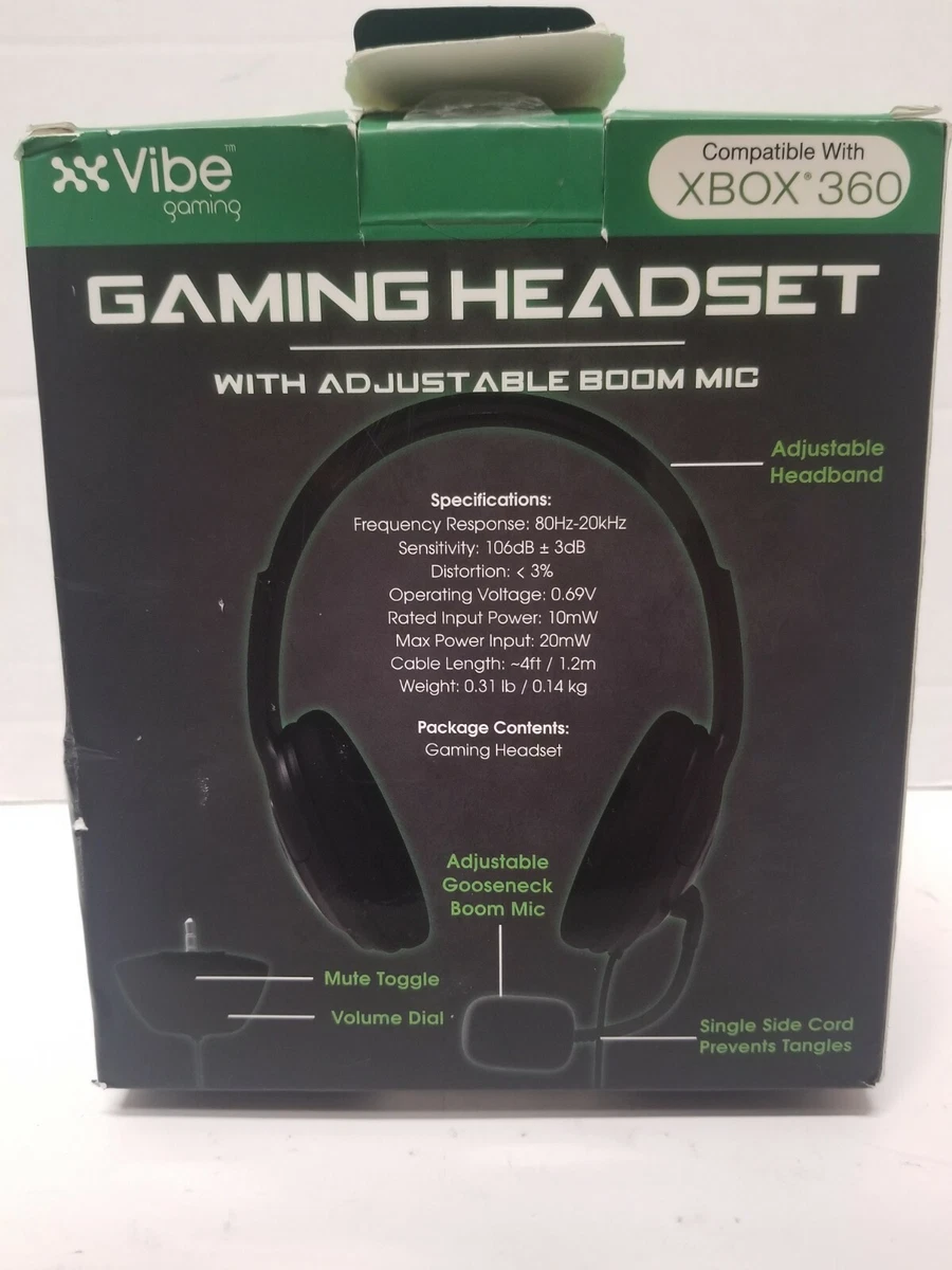Vibe Gaming FB X36ST BLK Xbox360 Gaming Headset w Adjustable Mic