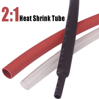 Heat Shrink Sleeving 2:1 Shrink Cable Sleeve Black/Red/Clear 0.6mm~210mm Diam