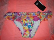 ABS Allen Scwhartz Y2k XS Bikini Bottom Floral WaterColor Lowrise Hippie Boho