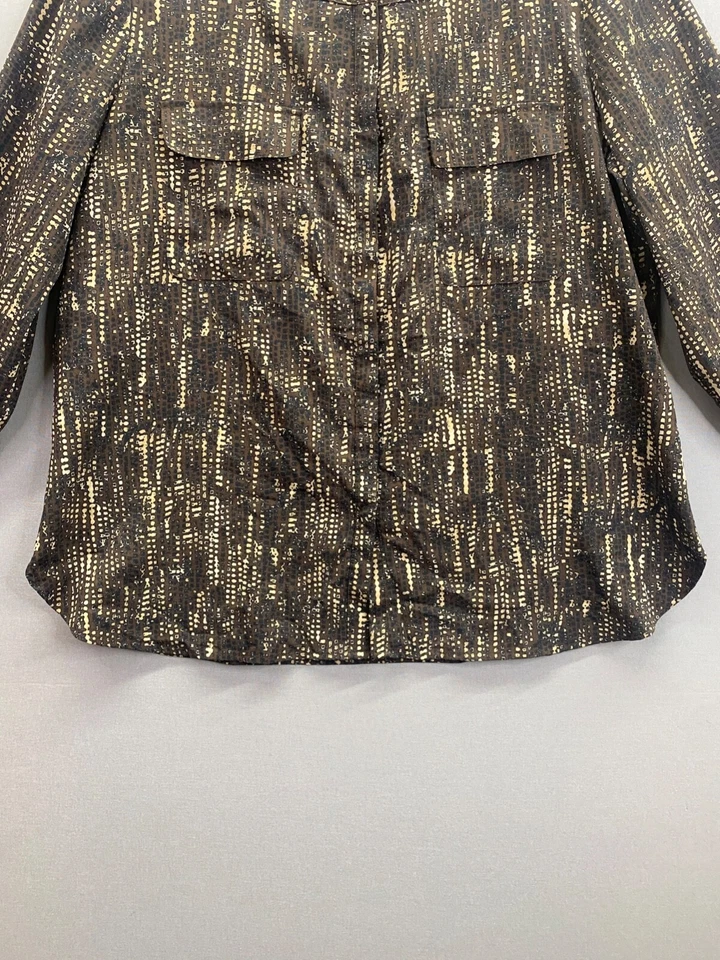 Blusa Anne Klein Mujer Marrón Geométrica Manga Larga Cuello Redondo Talla Grande Foto 2 de 4