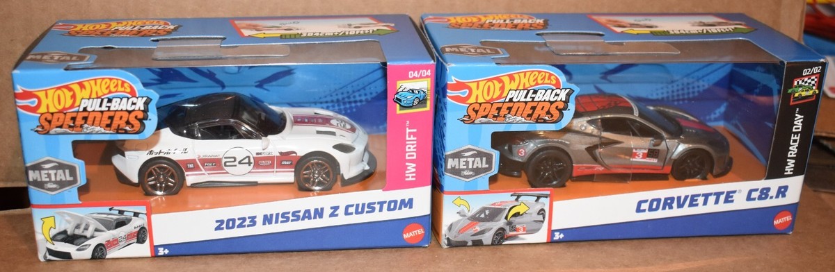 Hot Wheels Pullback Speeders CORVETTE C8.R & 2023 NISSAN Z CUSTOM