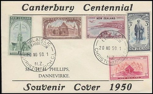 NEW ZEALAND 1950 CANTERBURY CENTENNIAL ILLUSTRATED FDC Jones#C50.1I (14/D42864)