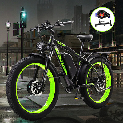 2000W Dual Motor Electric Bicycle 35MPH 26'' FatTire 48V 23Ah Adults E-Bike Green