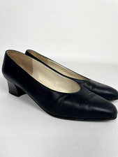 VTG BALLY Vasano Classic Leather Low Heel Pumps Sz 8 US Navy Blue Made in France