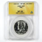 1965 Kennedy Half Dollar SMS SP 65 Obv Cameo Proof ANACS