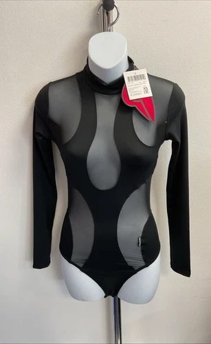 BonaFide Valkiriya Womens Black Long Sleeve Swim / Bodysuit Size XS BNWT
