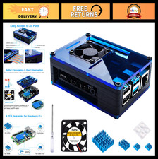 Raspberry Pi 4 Case with Fan Cooling  4 Aluminum Heat Sinks - Compatible Model