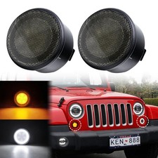 LED Turn Signal Lights Compatible with Wrangler JK JKU 2007-2018, Smoked Lens