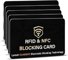 5 Pack RFID Blocking Card - Protects Wallet, NFC Contactless Bank Card Blocker