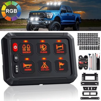 RGB 6 Gang Schalttafel Schaltpanel Electronic Relay System für Auto Boote 12-24V