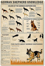 Metal Tin Sign German Shepherd Knowledge Animal Unplaning Poster Retro School In