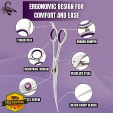 Kenchii Scorpion 7 Inch Curved Dog Grooming Scissors Shears